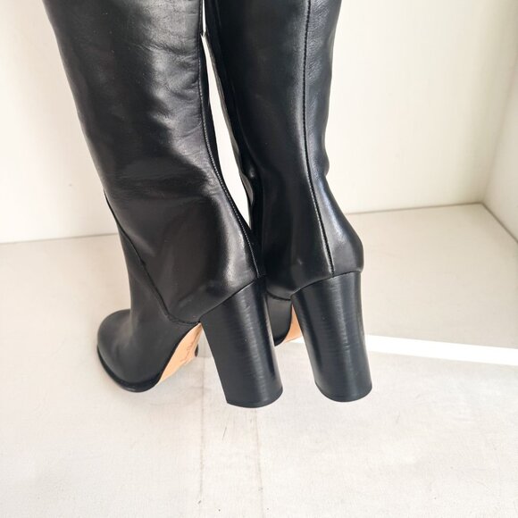 Sam Edelman Black Leather Knee High Boots Athletic/ Wide Calf 10 - Picture 3 of 8